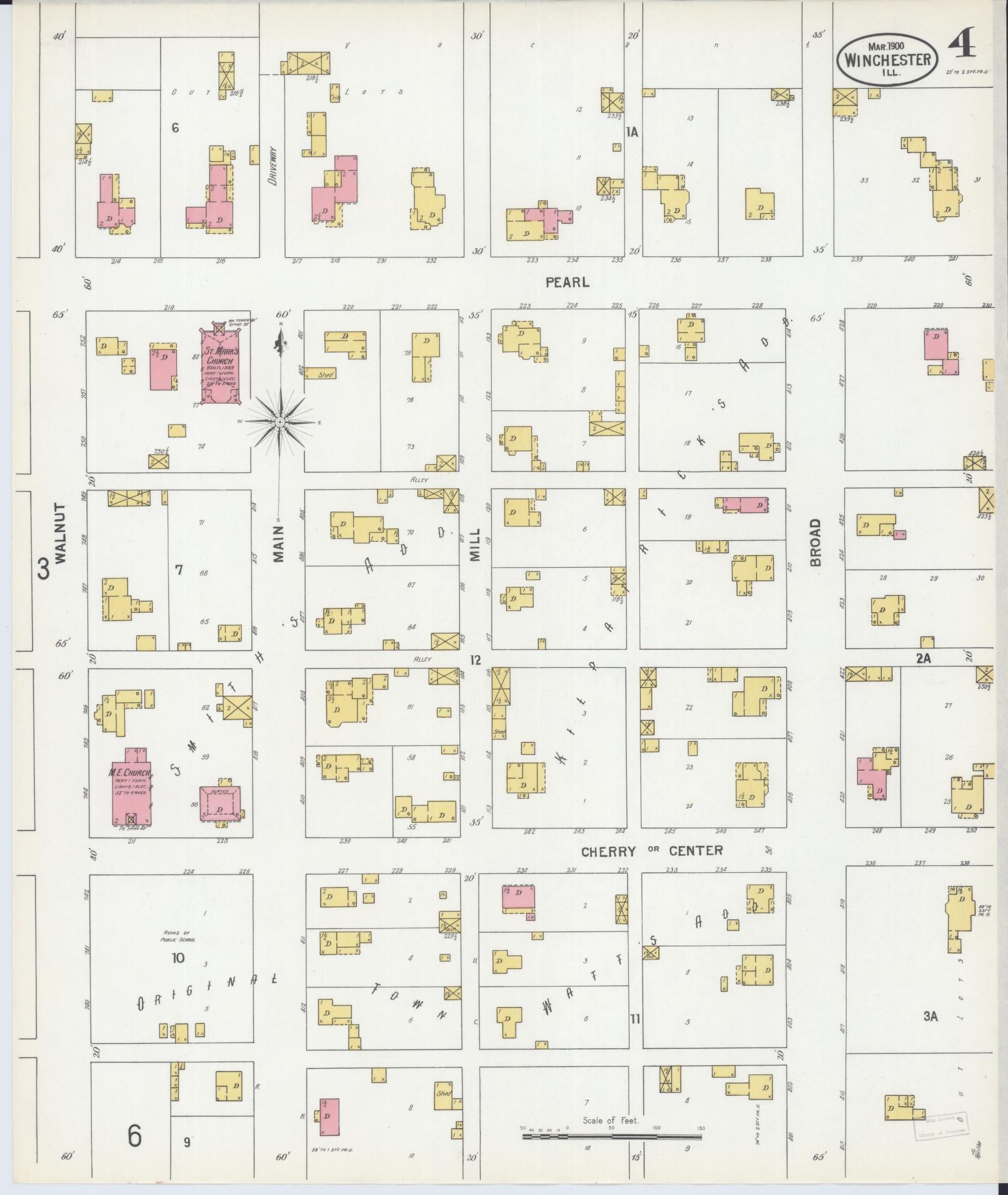Sanborn Fire Insurance Map from Winchester, Scott County, Illinois (1900), Sheet #0004 - Complete Map Set gallery image, historic Sanborn map, vintage wall art, Illinois Illinois
