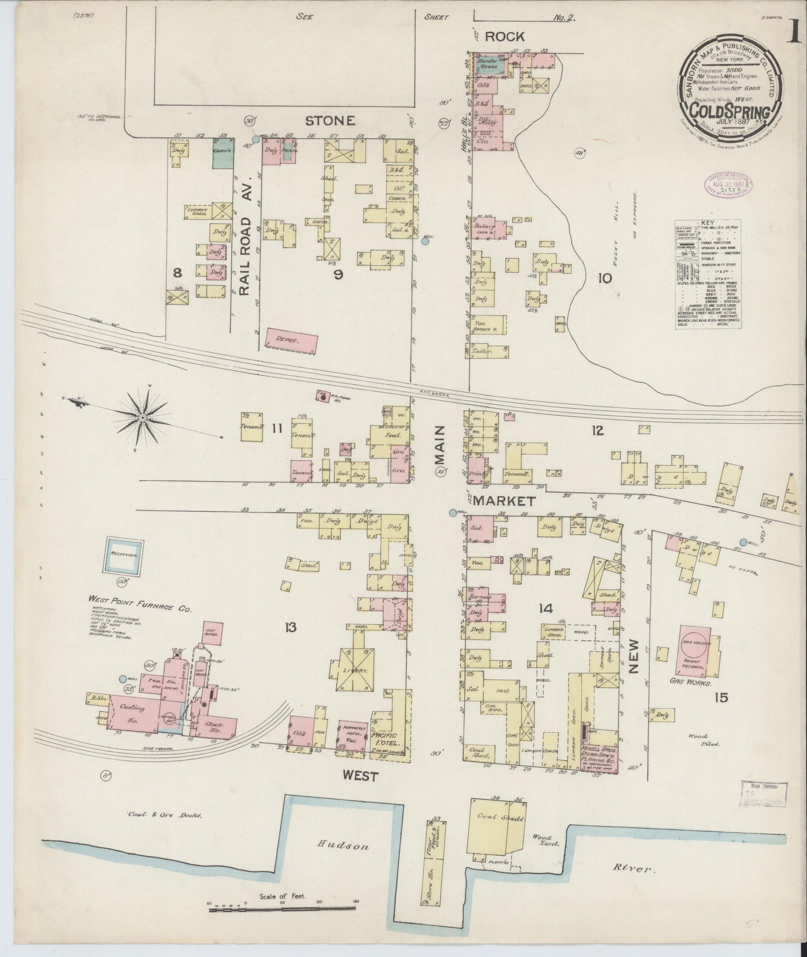 Sanborn Fire Insurance Map from Cold Spring, Putnam County, New York. (1887) – Historic Sanborn Fire Insurance Map Print