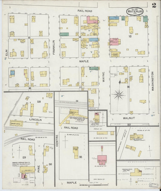 Sanborn Fire Insurance Map from Waterloo, De Kalb County, Indiana (1892), Sheet #0002 - Historic Sanborn Fire Insurance Map Print, vintage old map wall art, antique decor, genealogy gift, Indiana Indiana map