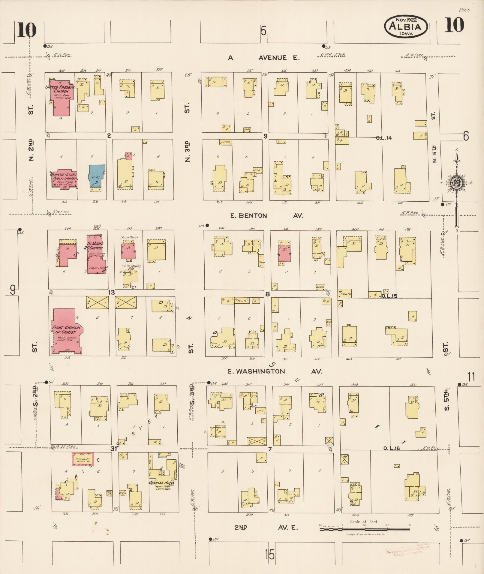 Sanborn Fire Insurance Map from Albia, Monroe County, Iowa (1922), Sheet #0010 - Historic Sanborn Fire Insurance Map Print