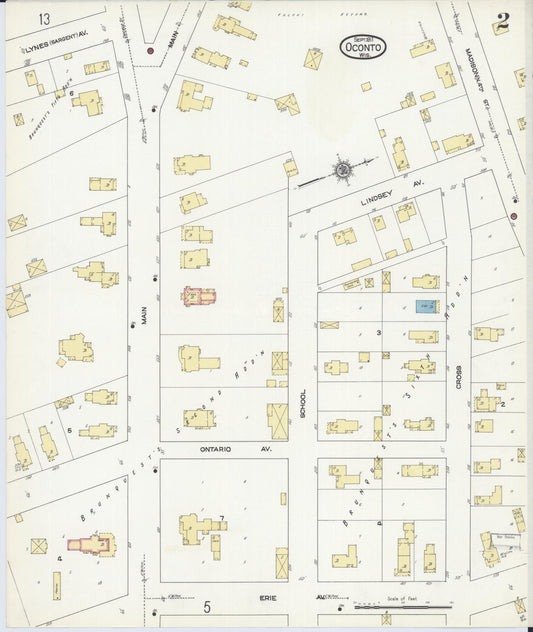 Sanborn Fire Insurance Map from Oconto, Oconto County, Wisconsin (1911), Sheet #0002 - Historic Sanborn Fire Insurance Map Print, vintage old map wall art, antique decor, genealogy gift, Wisconsin Wisconsin map