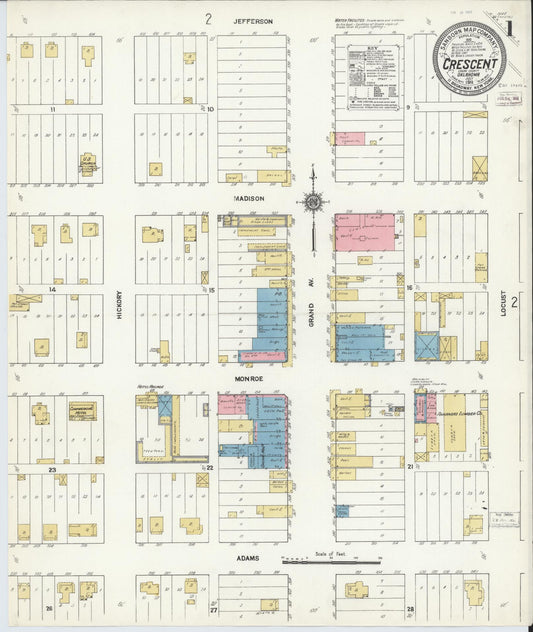 Sanborn Fire Insurance Map from Crescent, Logan County, Oklahoma (1911), Sheet #0001 - Complete Map Set gallery image, historic Sanborn map, vintage wall art, Oklahoma Oklahoma
