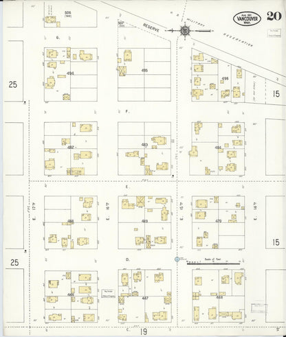 Sanborn Fire Insurance Map from Vancouver, Clark County, Washington (1911), Sheet #0020 - Complete Map Set gallery image, historic Sanborn map, vintage wall art, Washington Washington