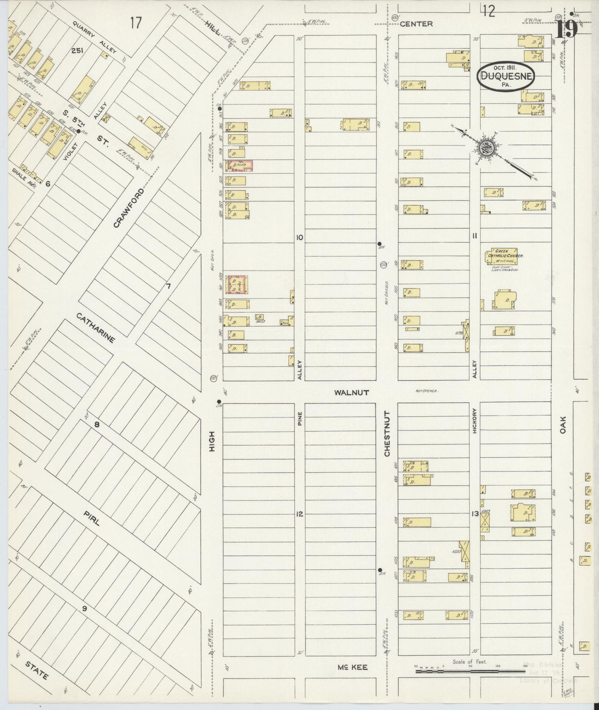 Sanborn Fire Insurance Map from Duquesne, Allegheny County, Pennsylvania (1911), Sheet #0019 - Complete Map Set gallery image, historic Sanborn map, vintage wall art, Pennsylvania Pennsylvania