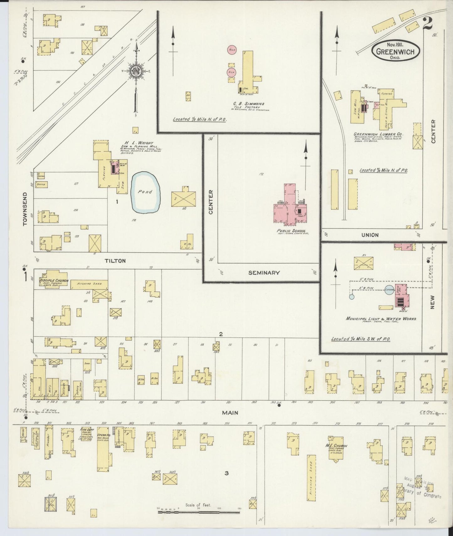 Sanborn Fire Insurance Map from Greenwich, Huron County, Ohio (1911), Sheet #0002 - Historic Sanborn Fire Insurance Map Print, vintage old map wall art, antique decor, genealogy gift, Ohio Ohio map