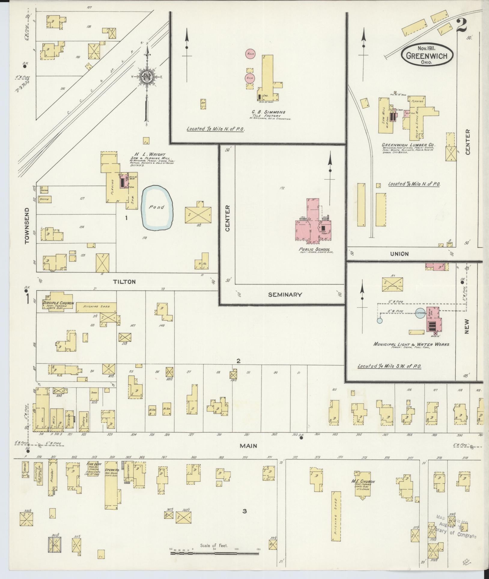 Sanborn Fire Insurance Map from Greenwich, Huron County, Ohio (1911), Sheet #0002 - Historic Sanborn Fire Insurance Map Print, vintage old map wall art, antique decor, genealogy gift, Ohio Ohio map