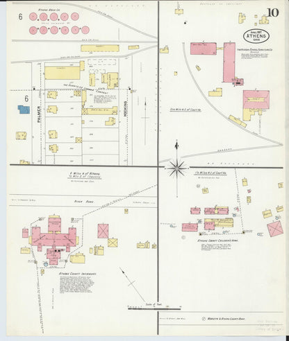 Sanborn Fire Insurance Map from Athens, Athens County, Ohio (1907), Sheet #0010 - Historic Sanborn Fire Insurance Map Print, vintage old map wall art, antique decor, genealogy gift, Ohio Ohio map