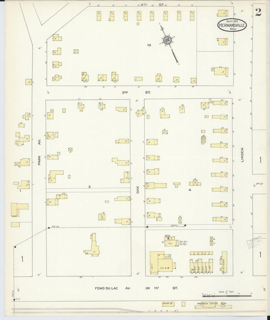 Sanborn Fire Insurance Map from Hermansville, Menominee County, Michigan (1913), Sheet #0002 - Historic Sanborn Fire Insurance Map Print, vintage old map wall art, antique decor, genealogy gift, Michigan Michigan map
