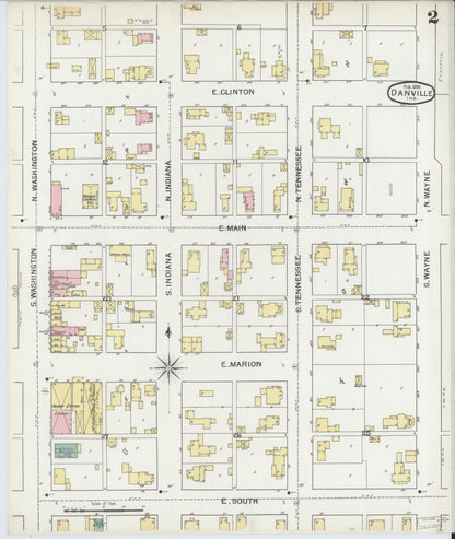 Sanborn Fire Insurance Map from Danville, Hendricks County, Indiana (1893), Sheet #0002 - Complete Map Set gallery image, historic Sanborn map, vintage wall art, Indiana Indiana