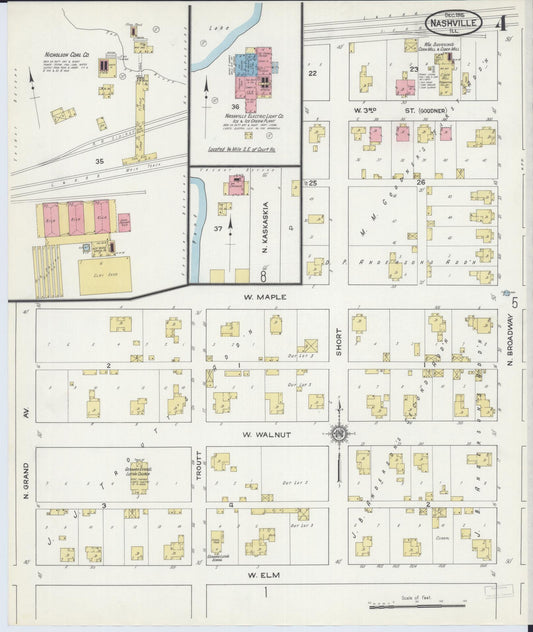 Sanborn Fire Insurance Map from Nashville, Washington County, Illinois (1915), Sheet #0004 - Historic Sanborn Fire Insurance Map Print, vintage old map wall art, antique decor, genealogy gift, Illinois Illinois map