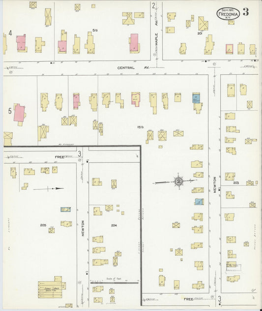 Sanborn Fire Insurance Map from Fredonia, Chautauqua County, New York (1912), Sheet #0003 - Historic Sanborn Fire Insurance Map Print, vintage old map wall art, antique decor, genealogy gift, New York New York map