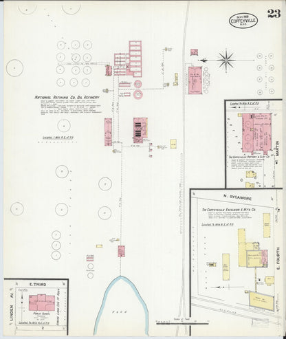 Sanborn Fire Insurance Map from Coffeyville, Montgomery County, Kansas (1908), Sheet #0023 - Complete Map Set gallery image, historic Sanborn map, vintage wall art, Kansas Kansas