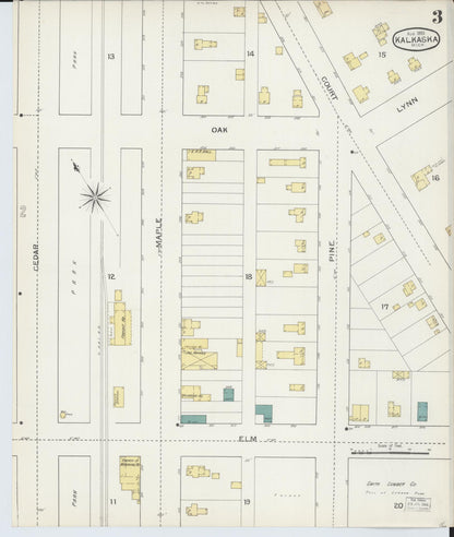 Sanborn Fire Insurance Map from Kalkaska, Kalkaska County, Michigan (1893), Sheet #0003 - Historic Sanborn Fire Insurance Map Print, vintage old map wall art, antique decor, genealogy gift, Michigan Michigan map
