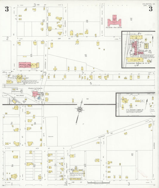 Sanborn Fire Insurance Map from Arlington, Calhoun County And Early County, Georgia (1934), Sheet #0003 - Historic Sanborn Fire Insurance Map Print, vintage old map wall art, antique decor, genealogy gift, Georgia Georgia map