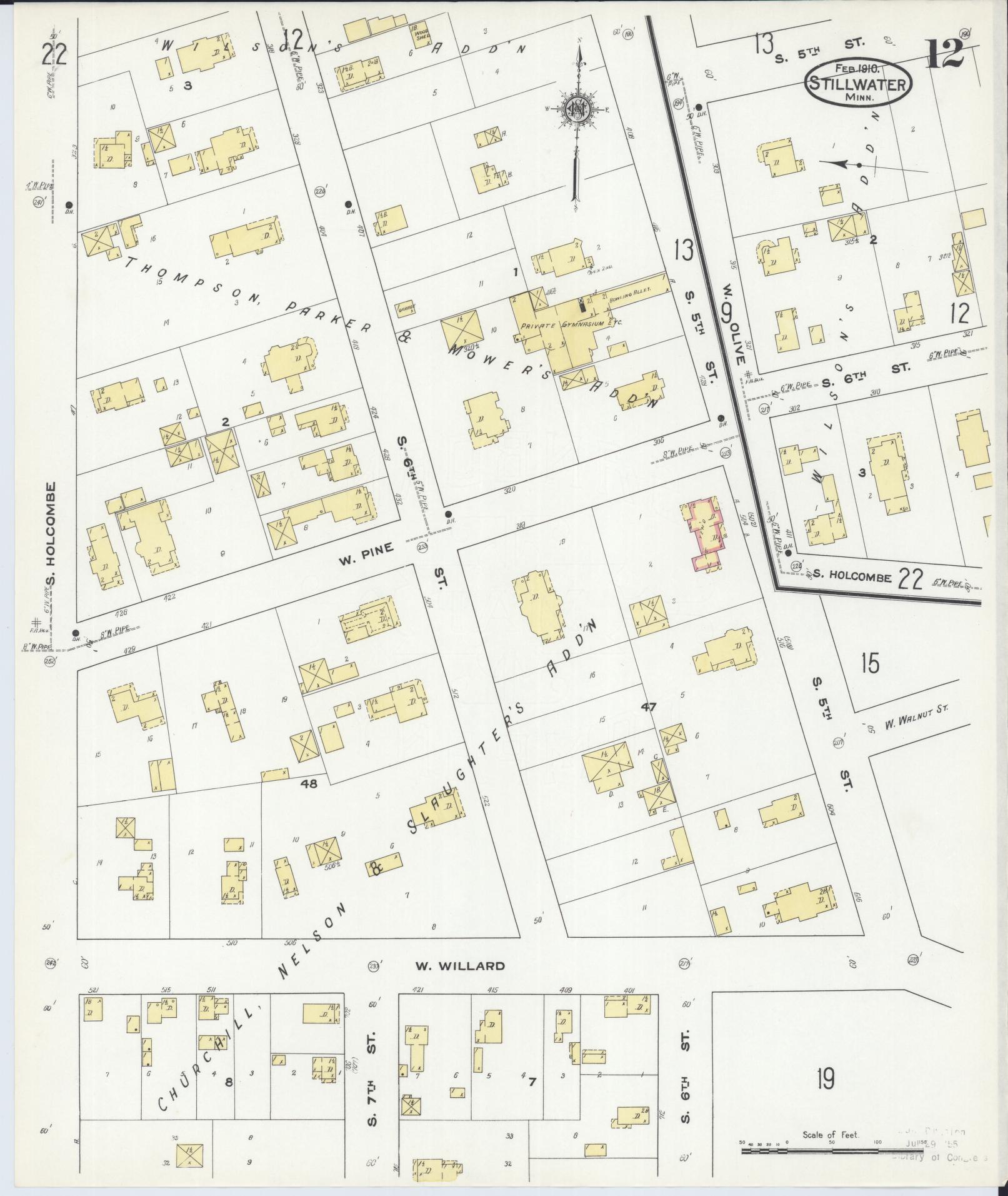 Sanborn Fire Insurance Map from Stillwater, Washington County, Minnesota (1910), Sheet #0012 - Historic Sanborn Fire Insurance Map Print, vintage old map wall art, antique decor, genealogy gift, Minnesota Minnesota map