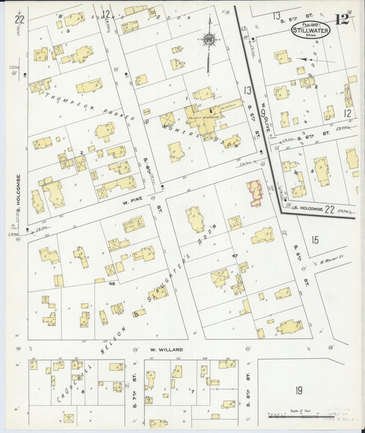 Sanborn Fire Insurance Map from Stillwater, Washington County, Minnesota (1910), Sheet #0012 - Historic Sanborn Fire Insurance Map Print, vintage old map wall art, antique decor, genealogy gift, Minnesota Minnesota map