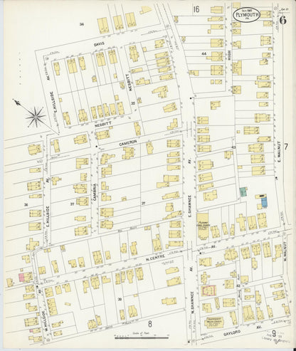 Sanborn Fire Insurance Map from Plymouth, Luzerne County, Pennsylvania (1907), Sheet #0006 - Historic Sanborn Fire Insurance Map Print, vintage old map wall art, antique decor, genealogy gift, Pennsylvania Pennsylvania map