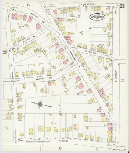 Sanborn Fire Insurance Map from Washington, Washington County, Pennsylvania (1909), Sheet #0021 - Complete Map Set gallery image, historic Sanborn map, vintage wall art, Sanborn Fire Insurance Map from Washington Washington