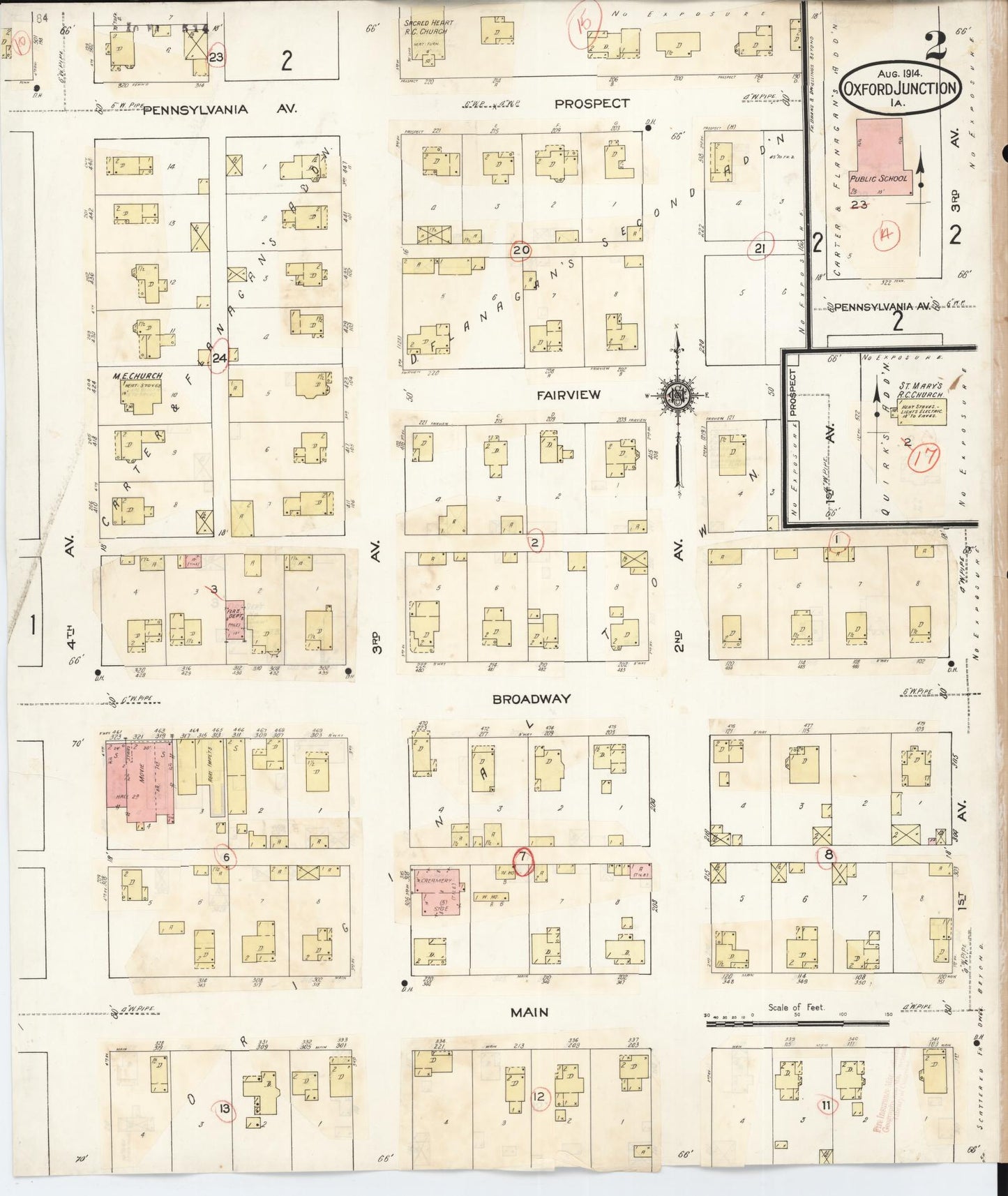 Sanborn Fire Insurance Map from Oxford Junction, Jones County, Iowa (1939), Sheet #0002 - Historic Sanborn Fire Insurance Map Print, vintage old map wall art