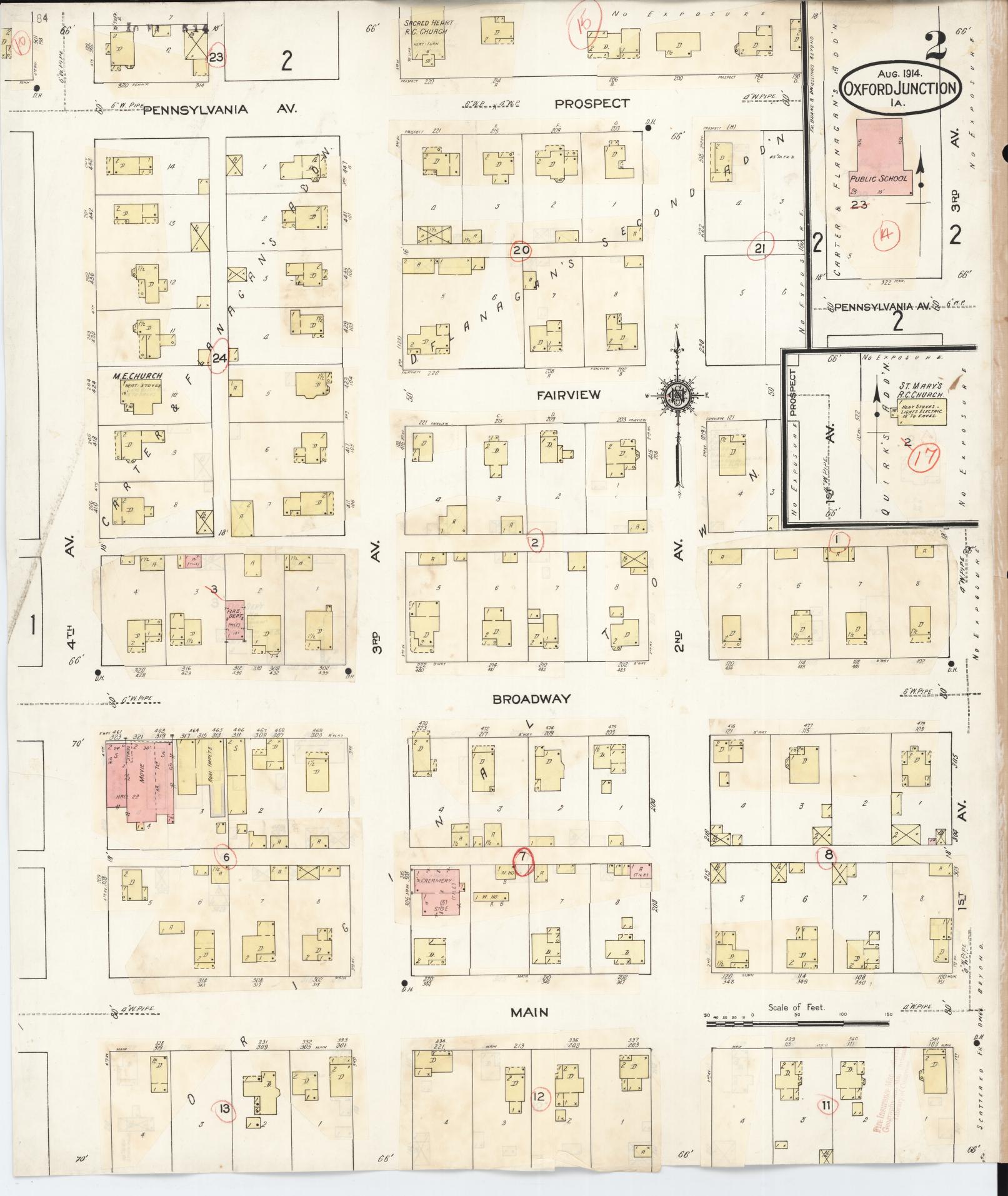 Sanborn Fire Insurance Map from Oxford Junction, Jones County, Iowa (1939), Sheet #0002 - Historic Sanborn Fire Insurance Map Print, vintage old map wall art