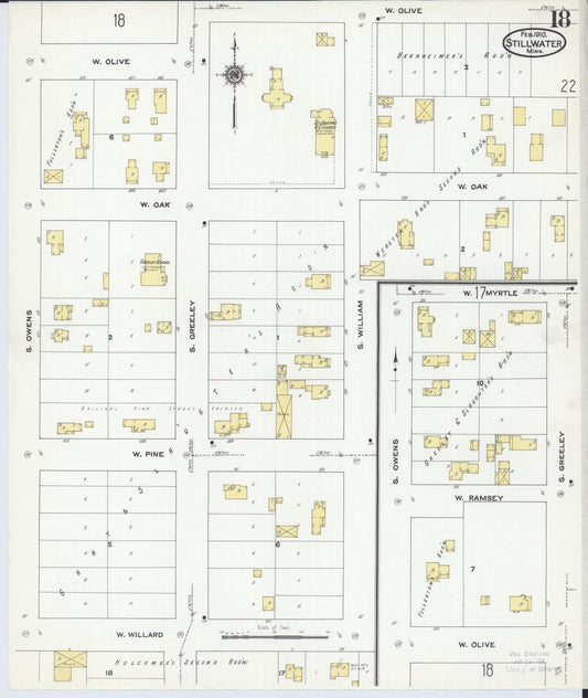 Sanborn Fire Insurance Map from Stillwater, Washington County, Minnesota (1910), Sheet #0018 - Historic Sanborn Fire Insurance Map Print, vintage old map wall art, antique decor, genealogy gift, Minnesota Minnesota map