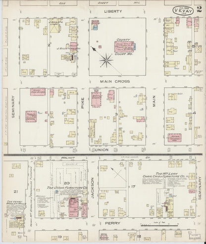 Sanborn Fire Insurance Map from Vevay, Switzerland County, Indiana (1886), Sheet #0002 - Historic Sanborn Fire Insurance Map Print, vintage old map wall art, antique decor, genealogy gift, Indiana Indiana map