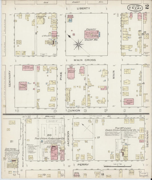 Sanborn Fire Insurance Map from Vevay, Switzerland County, Indiana (1886), Sheet #0002 - Historic Sanborn Fire Insurance Map Print, vintage old map wall art, antique decor, genealogy gift, Indiana Indiana map