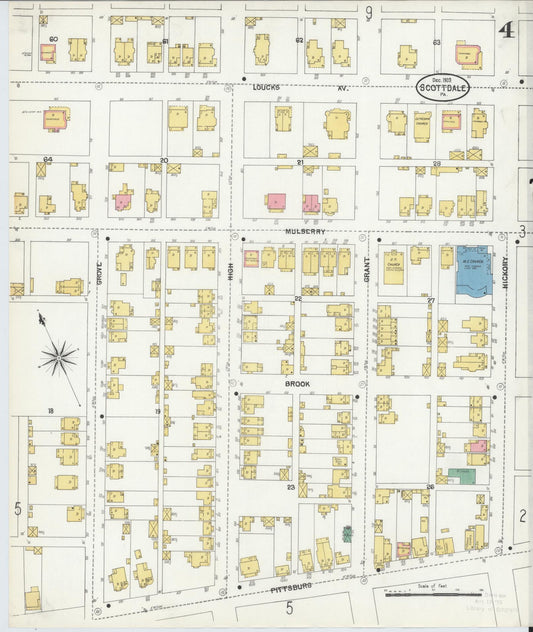 Sanborn Fire Insurance Map from Scottdale, Westmoreland County, Pennsylvania (1903), Sheet #0004 - Historic Sanborn Fire Insurance Map Print, vintage old map wall art, antique decor, genealogy gift, Pennsylvania Pennsylvania map