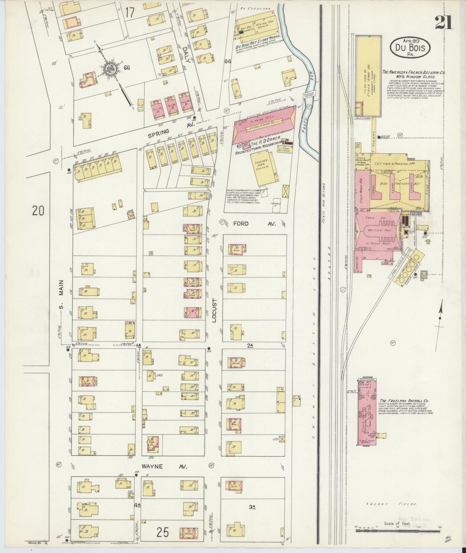 Sanborn Fire Insurance Map from Du Bois, Clearfield County, Pennsylvania (1913), Sheet #0021 - Historic Sanborn Fire Insurance Map Print, vintage old map wall art, antique decor, genealogy gift, Pennsylvania Pennsylvania map