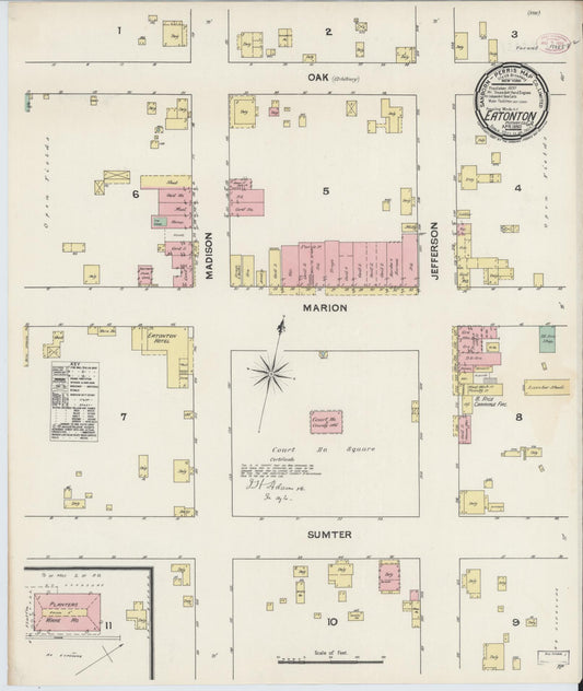 Sanborn Fire Insurance Map from Eatonton, Putnam County, Georgia (1890), Sheet #0001 - Historic Sanborn Fire Insurance Map Print, vintage old map wall art, antique decor, genealogy gift, Georgia Georgia map