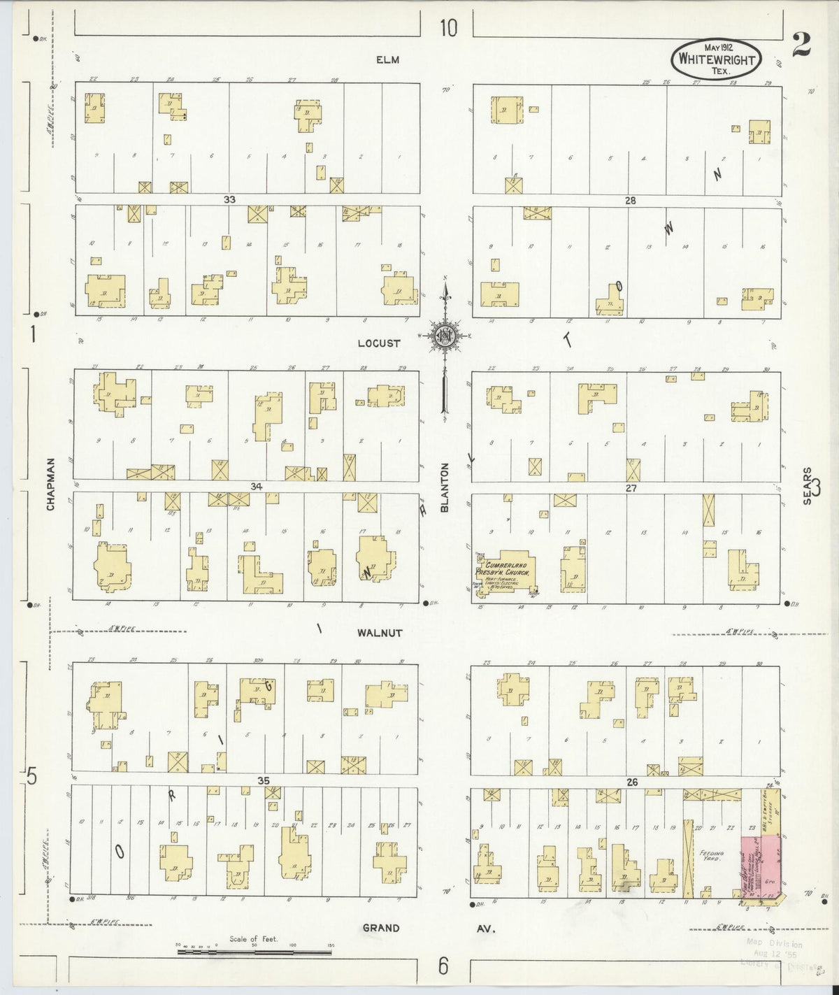 Sanborn Fire Insurance Map from Whitewright, Grayson County, Texas (1912), Sheet #0002 - Historic Sanborn Fire Insurance Map Print, vintage old map wall art, antique decor, genealogy gift, Texas Texas map