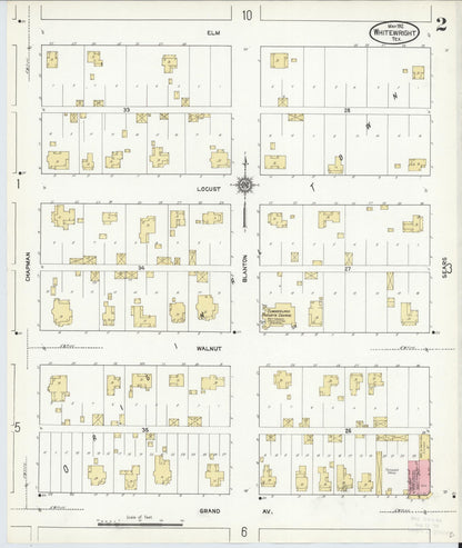 Sanborn Fire Insurance Map from Whitewright, Grayson County, Texas (1912), Sheet #0002 - Historic Sanborn Fire Insurance Map Print, vintage old map wall art, antique decor, genealogy gift, Texas Texas map