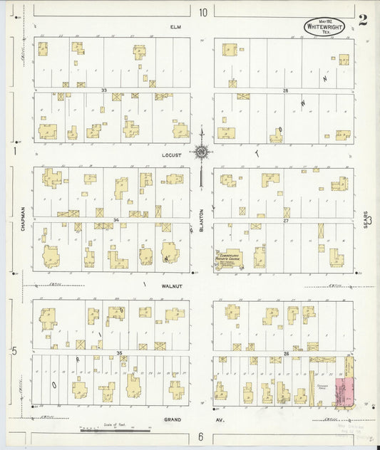 Sanborn Fire Insurance Map from Whitewright, Grayson County, Texas (1912), Sheet #0002 - Historic Sanborn Fire Insurance Map Print, vintage old map wall art, antique decor, genealogy gift, Texas Texas map