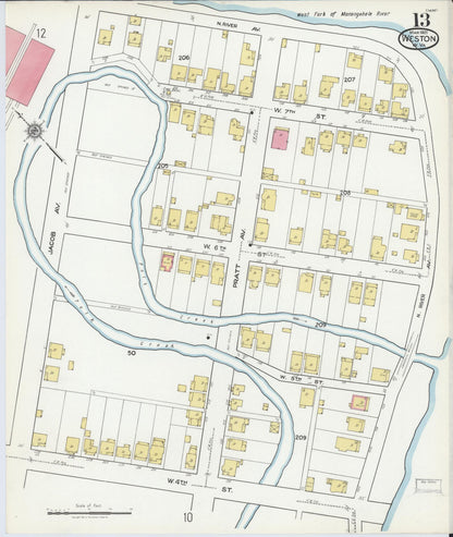 Sanborn Fire Insurance Map from Weston, Lewis County, West Virginia (1921), Sheet #0013 - Complete Map Set gallery image, historic Sanborn map, vintage wall art, West Virginia West Virginia