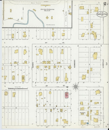 Sanborn Fire Insurance Map from Burlington, Coffey County, Kansas (1901), Sheet #0002 - Complete Map Set gallery image, historic Sanborn map, vintage wall art, Kansas Kansas
