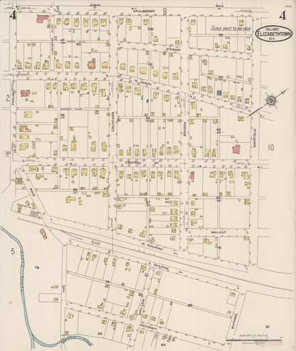 Sanborn Fire Insurance Map from Elizabethtown, Hardin County, Kentucky (1922), Sheet #0004 - Complete Map Set gallery image, historic Sanborn map, vintage wall art, Kentucky Kentucky