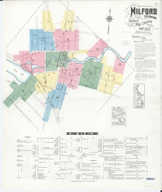 Sanborn Fire Insurance Map from Milford, Kent And Sussex Counties, Delaware (1919), Sheet #0001 - Complete Map Set gallery image, historic Sanborn map, vintage wall art, Delaware Delaware