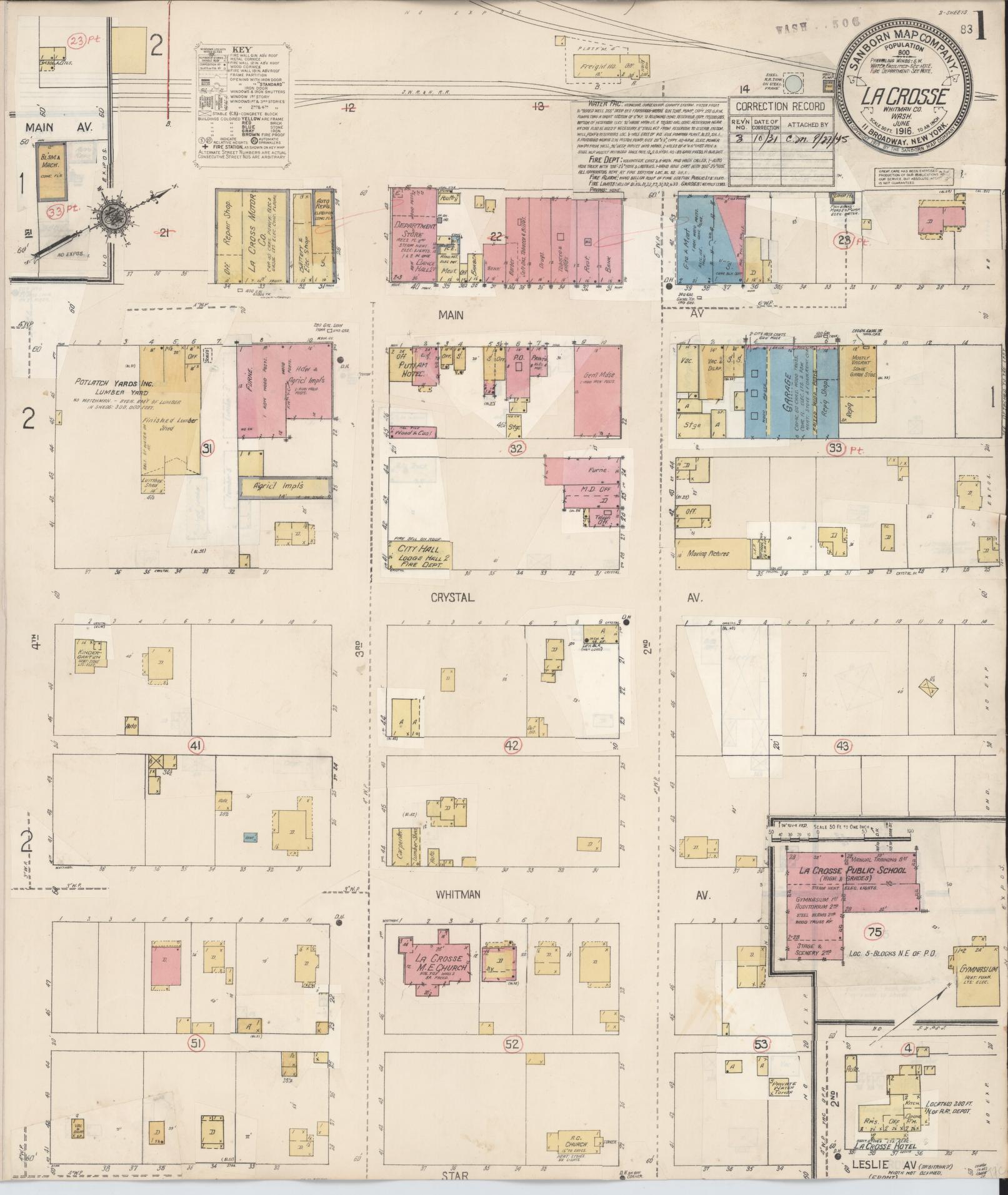 Sanborn Fire Insurance Map from La Crosse, Whitman County, Washington (1931), Sheet #0001 - Complete Map Set gallery image, historic Sanborn map, vintage wall art, Washington Washington