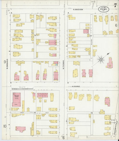 Sanborn Fire Insurance Map from Rome, Oneida County, New York (1899), Sheet #0007 - Complete Map Set gallery image, historic Sanborn map, vintage wall art, New York New York