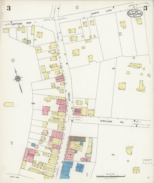 Sanborn Fire Insurance Map from Glen Cove, Nassau County, New York (1925), Sheet #0003 - Historic Sanborn Fire Insurance Map Print, vintage old map wall art, antique decor, genealogy gift, New York New York map