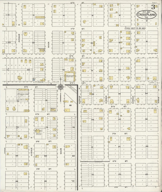 Sanborn Fire Insurance Map from Cross Plains, Callahan County, Texas (1921), Sheet #0003 - Historic Sanborn Fire Insurance Map Print, vintage old map wall art, antique decor, genealogy gift, Texas Texas map