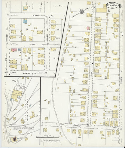 Sanborn Fire Insurance Map from Pen Argyl, Northampton County, Pennsylvania (1912), Sheet #0008 - Complete Map Set gallery image, historic Sanborn map, vintage wall art, Pennsylvania Pennsylvania
