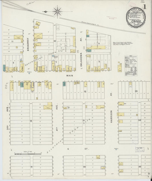 Sanborn Fire Insurance Map from Cross, Kay County, Oklahoma (1894), Sheet #0001 - Complete Map Set gallery image, historic Sanborn map, vintage wall art, Oklahoma Oklahoma