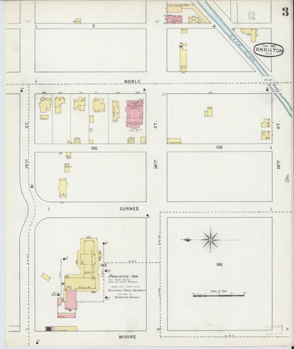 Sanborn Fire Insurance Map from Anniston, Calhoun County, Alabama (1895), Sheet #0003 - Complete Map Set gallery image, historic Sanborn map, vintage wall art, Alabama Alabama