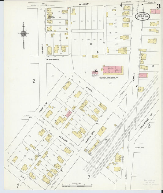 Sanborn Fire Insurance Map from Urbana, Champaign County, Ohio (1910), Sheet #0003 - Historic Sanborn Fire Insurance Map Print, vintage old map wall art, antique decor, genealogy gift, Ohio Ohio map