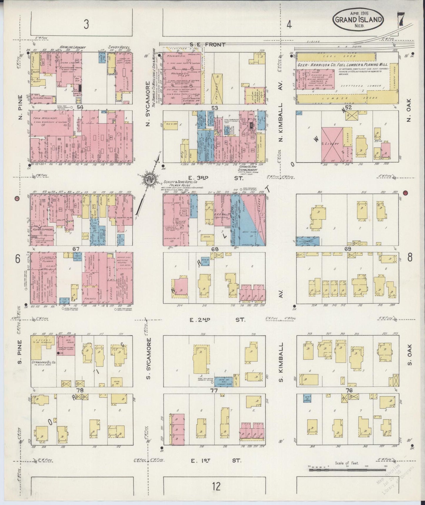 Sanborn Fire Insurance Map from Grand Island, Hall County, Nebraska (1915), Sheet #0007 - Complete Map Set gallery image, historic Sanborn map, vintage wall art, Nebraska Nebraska