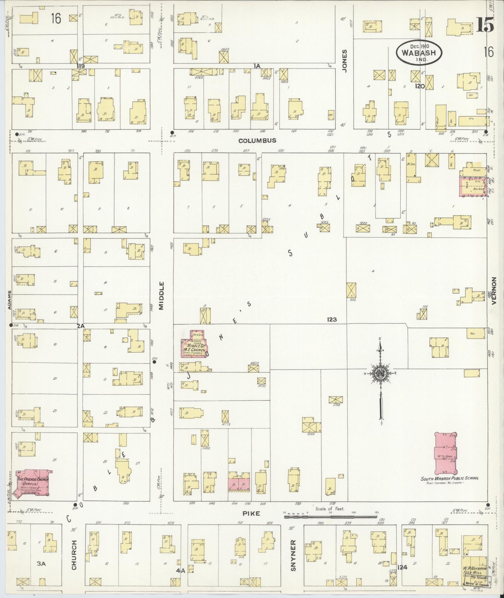 Sanborn Fire Insurance Map from Wabash, Wabash County, Indiana (1910), Sheet #0015 - Complete Map Set gallery image, historic Sanborn map, vintage wall art, Indiana Indiana