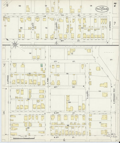 Sanborn Fire Insurance Map from Philipsburg, Centre County, Pennsylvania (1897), Sheet #0007 - Historic Sanborn Fire Insurance Map Print, vintage old map wall art, antique decor, genealogy gift, Pennsylvania Pennsylvania map