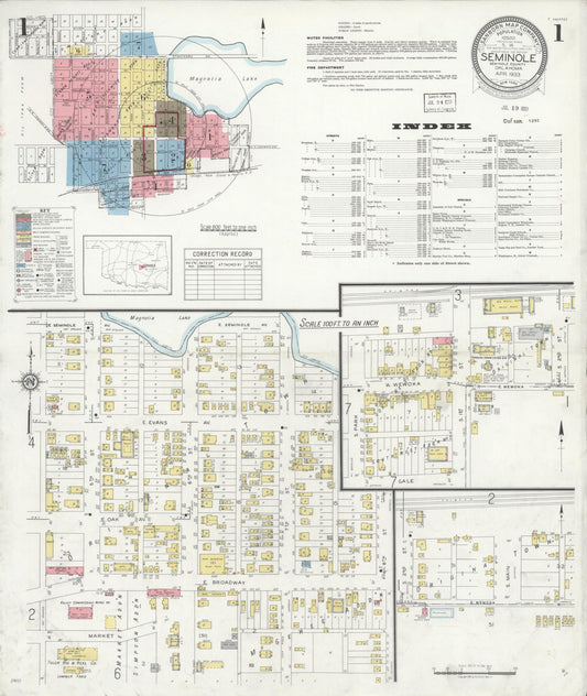 Sanborn Fire Insurance Map from Seminole, Seminole County, Oklahoma (1933), Sheet #0001 - Complete Map Set gallery image, historic Sanborn map, vintage wall art, Oklahoma Oklahoma