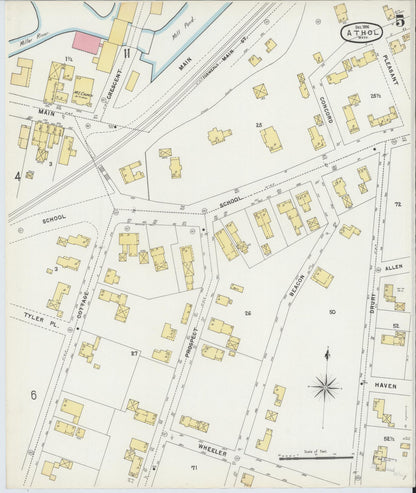 Sanborn Fire Insurance Map from Athol, Worcester County, Massachusetts (1896), Sheet #0005 - Complete Map Set gallery image, historic Sanborn map, vintage wall art, Massachusetts Massachusetts